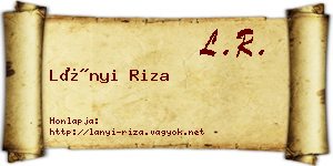 Lányi Riza névjegykártya
